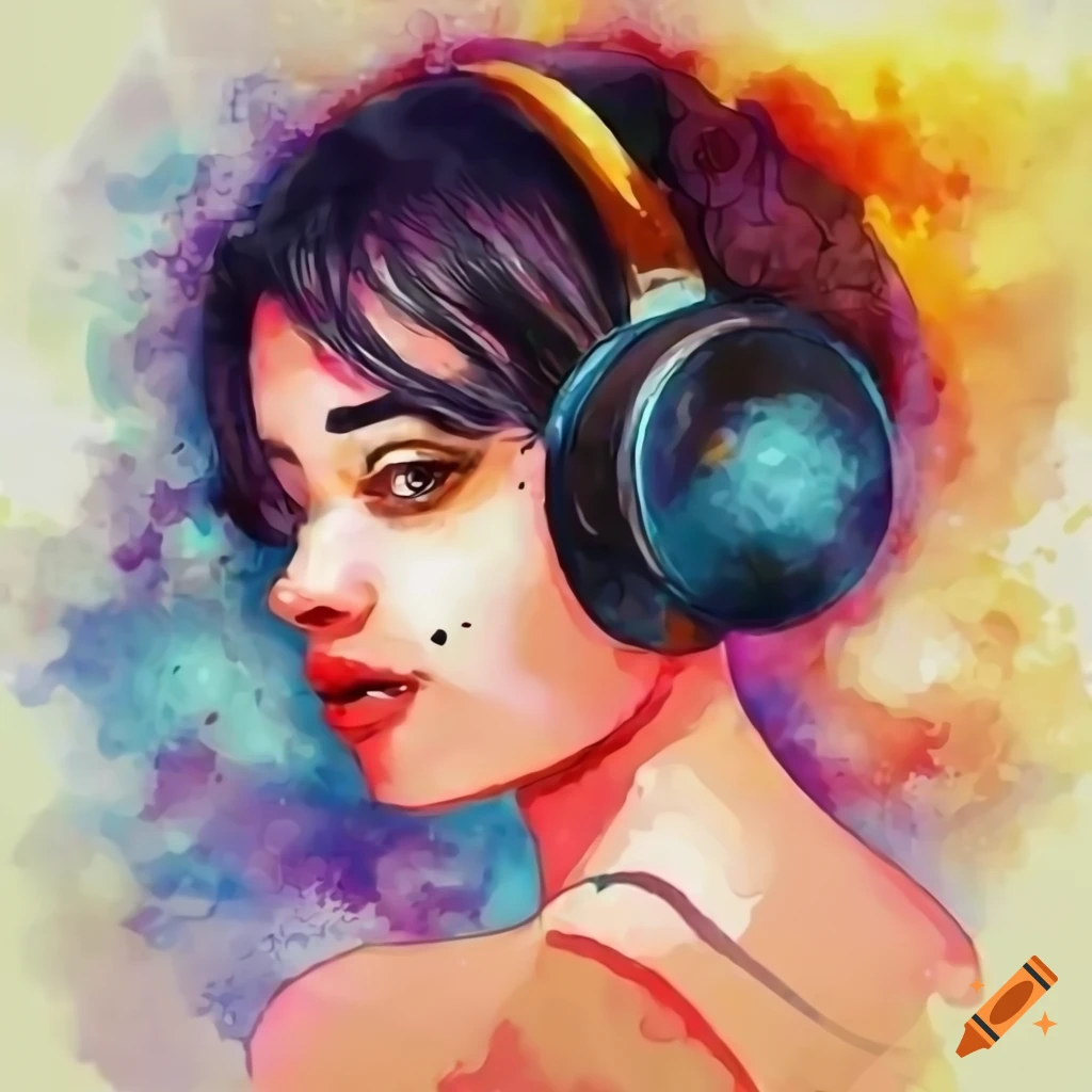 podcast girl with starry background