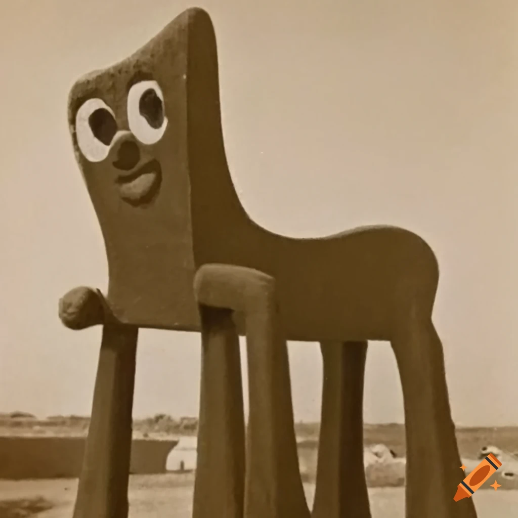 sepia photo of Gumby character in Kandahar, Afghanistan