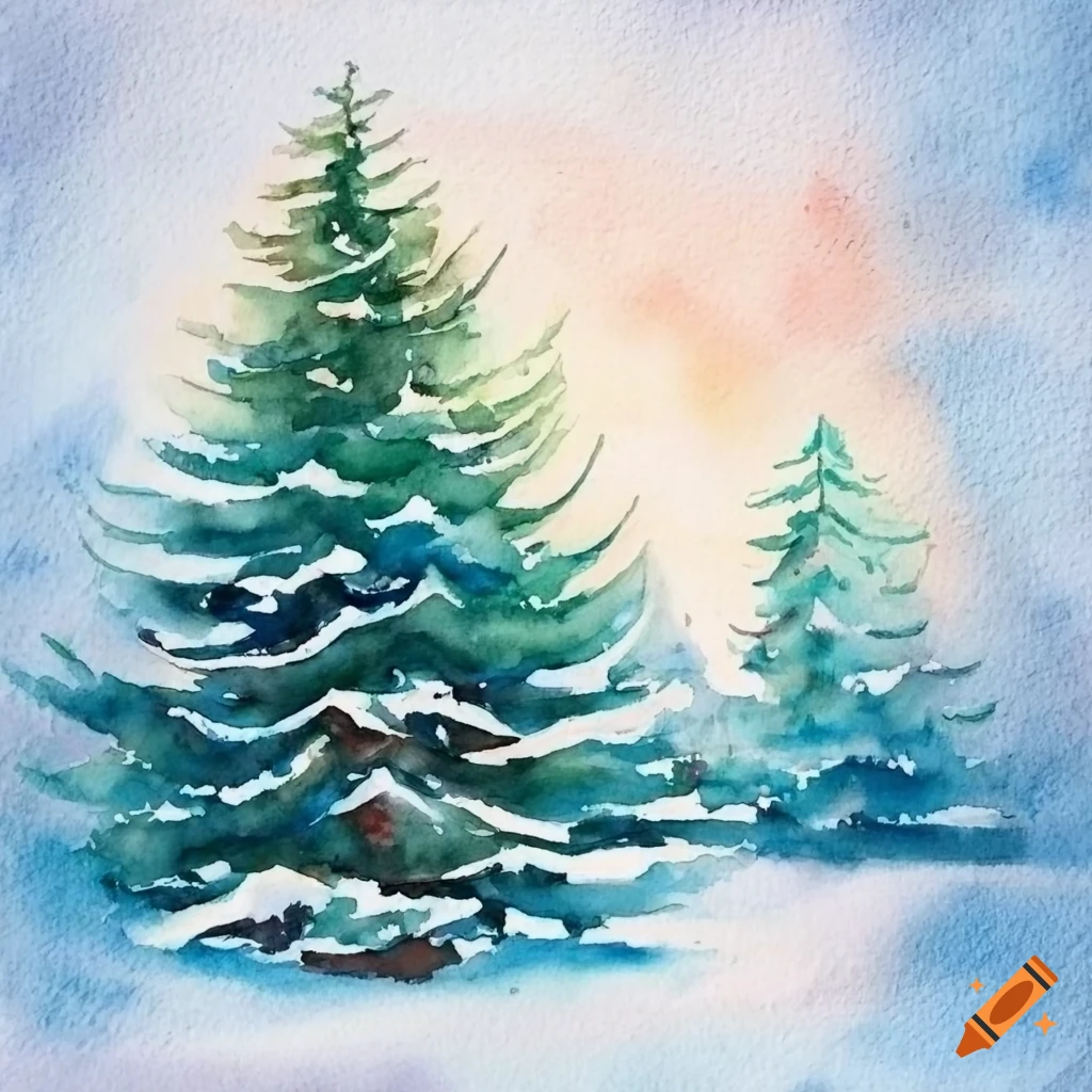 Watercolor Christmas Forest Card