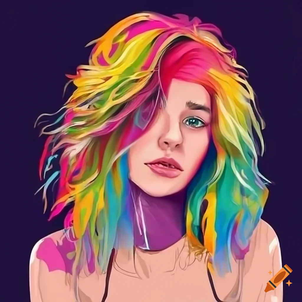 portrait of a girl with vibrant hair and urban clothing