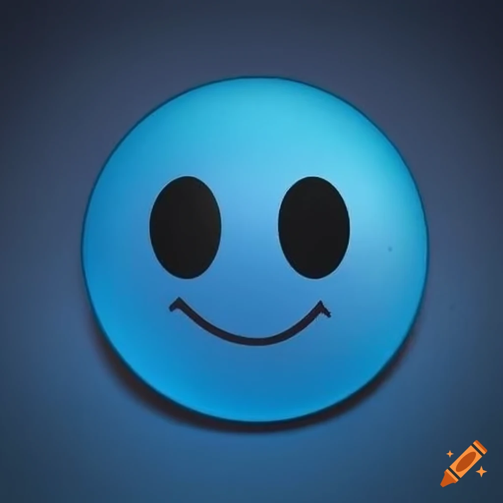 Blue smiley face with big eyes and small smile on Craiyon