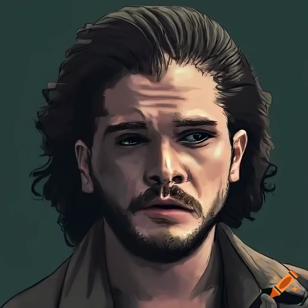 digital art of Kit Harington in the style of The Walking Dead