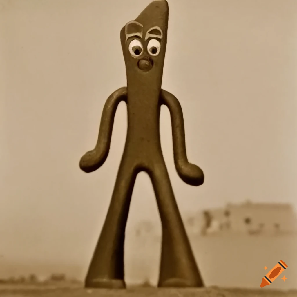 sepia photo of Gumby character in Kandahar, Afghanistan 1923