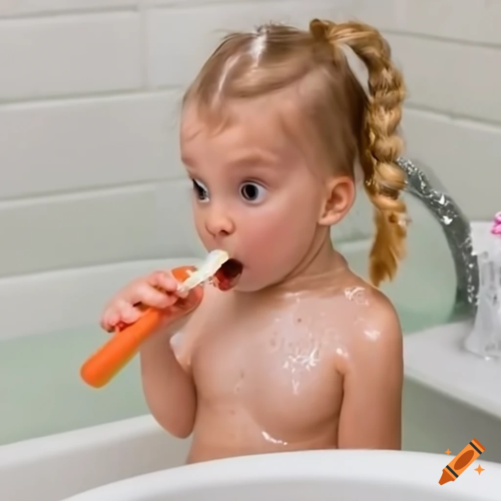 surprised toddler girl eating a white popsicle