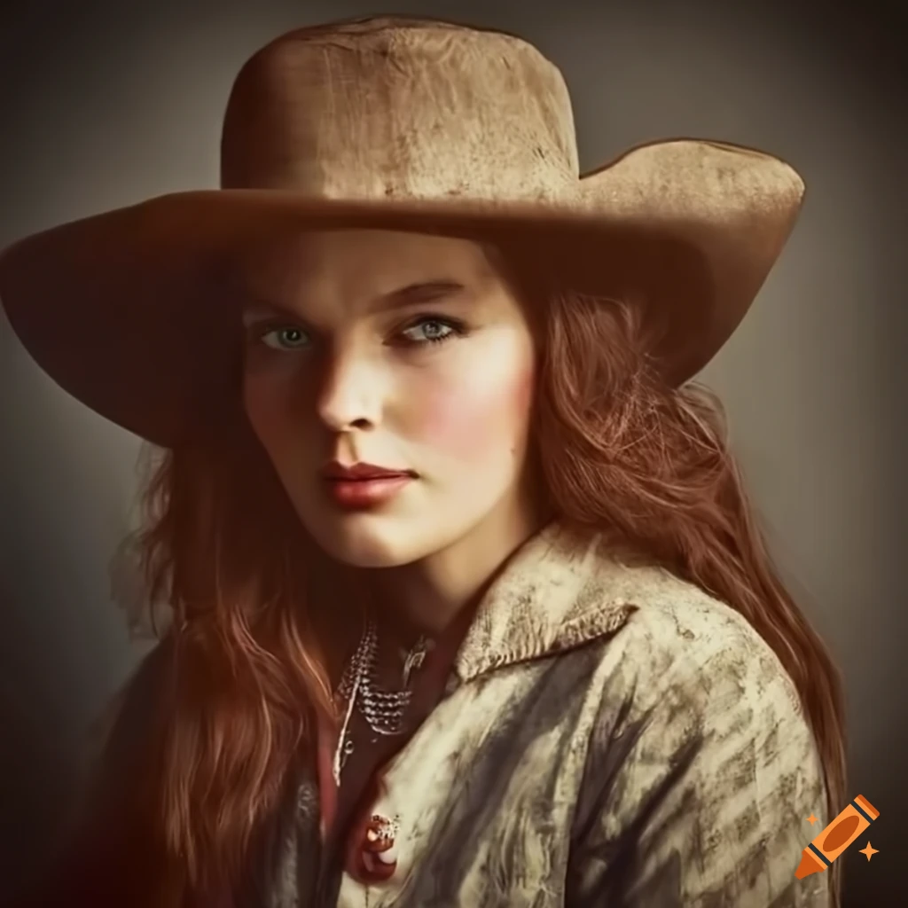 vintage portrait of a rugged cowgirl