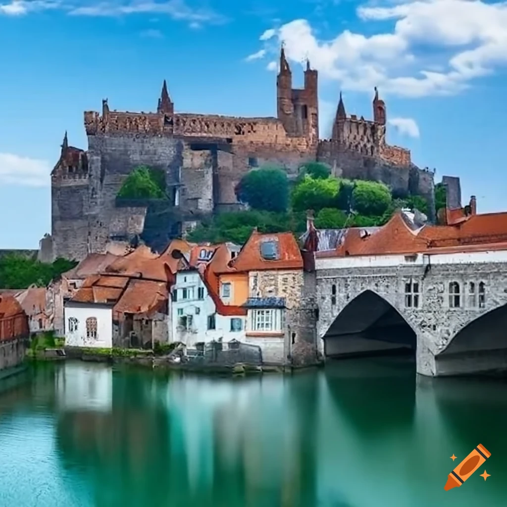 Vibrant medieval city with castles and canals on Craiyon