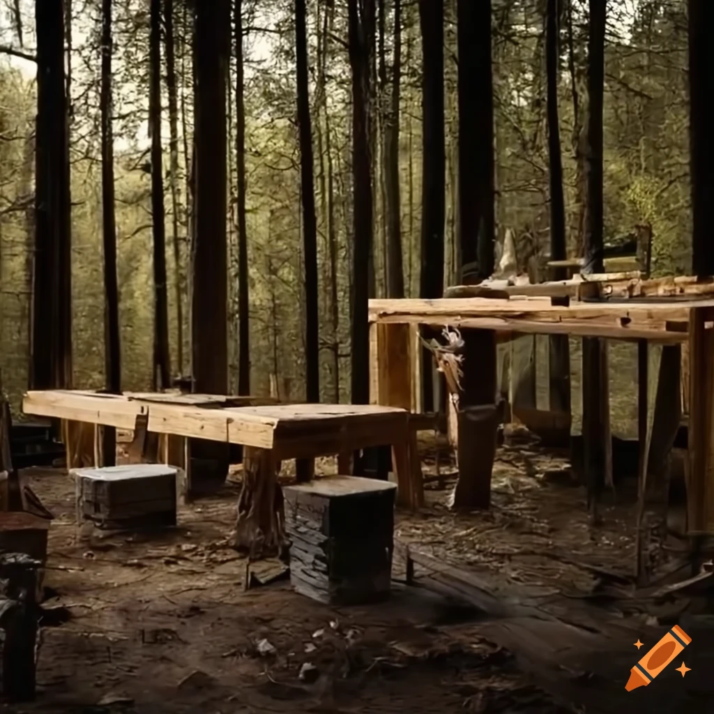 carpentry shop nestled in the woods