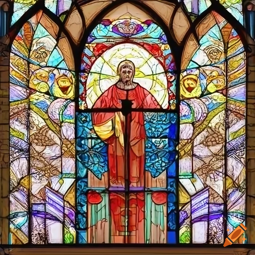 stained glass portrayal of a Christian saint