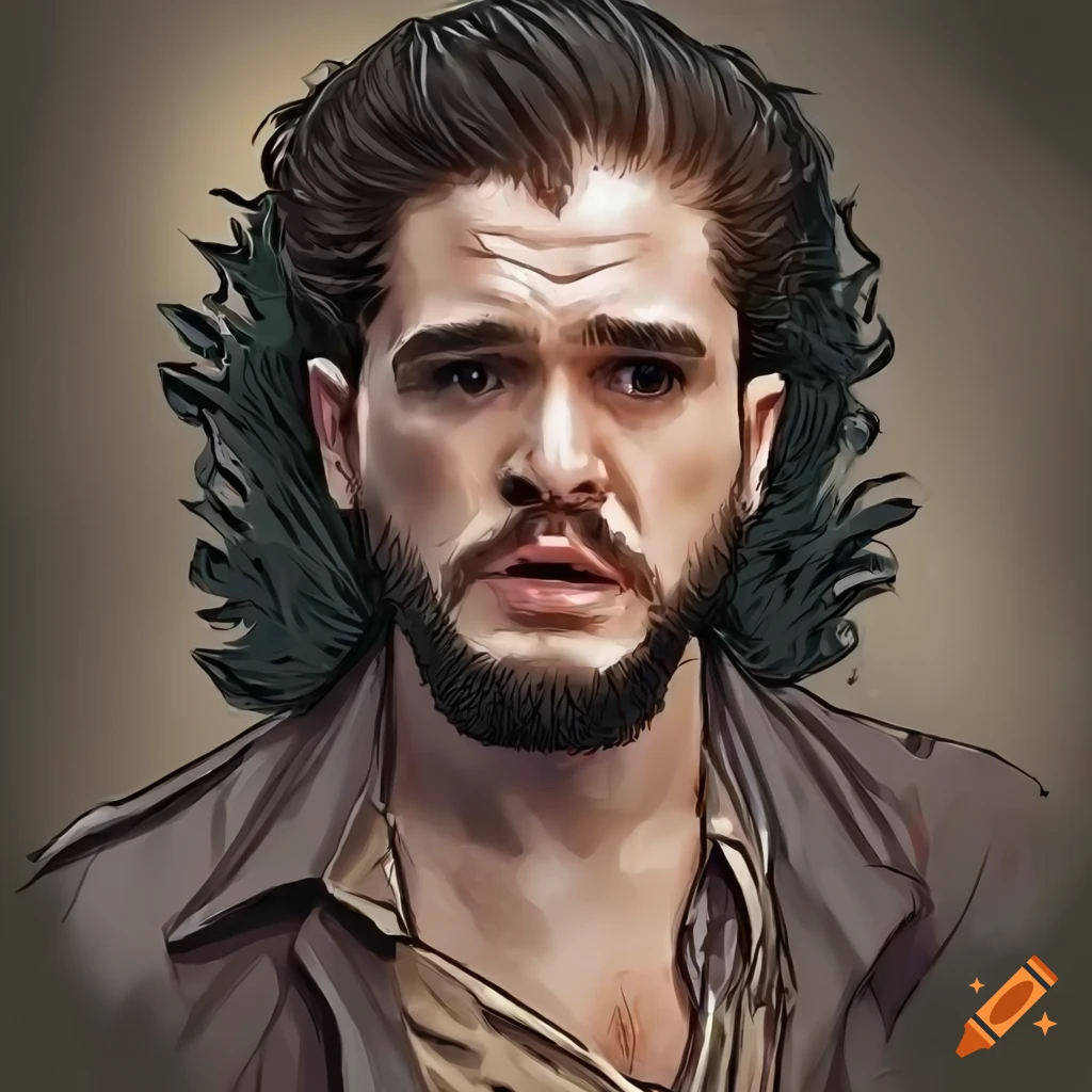 digital art of Kit Harington in the style of The Walking Dead