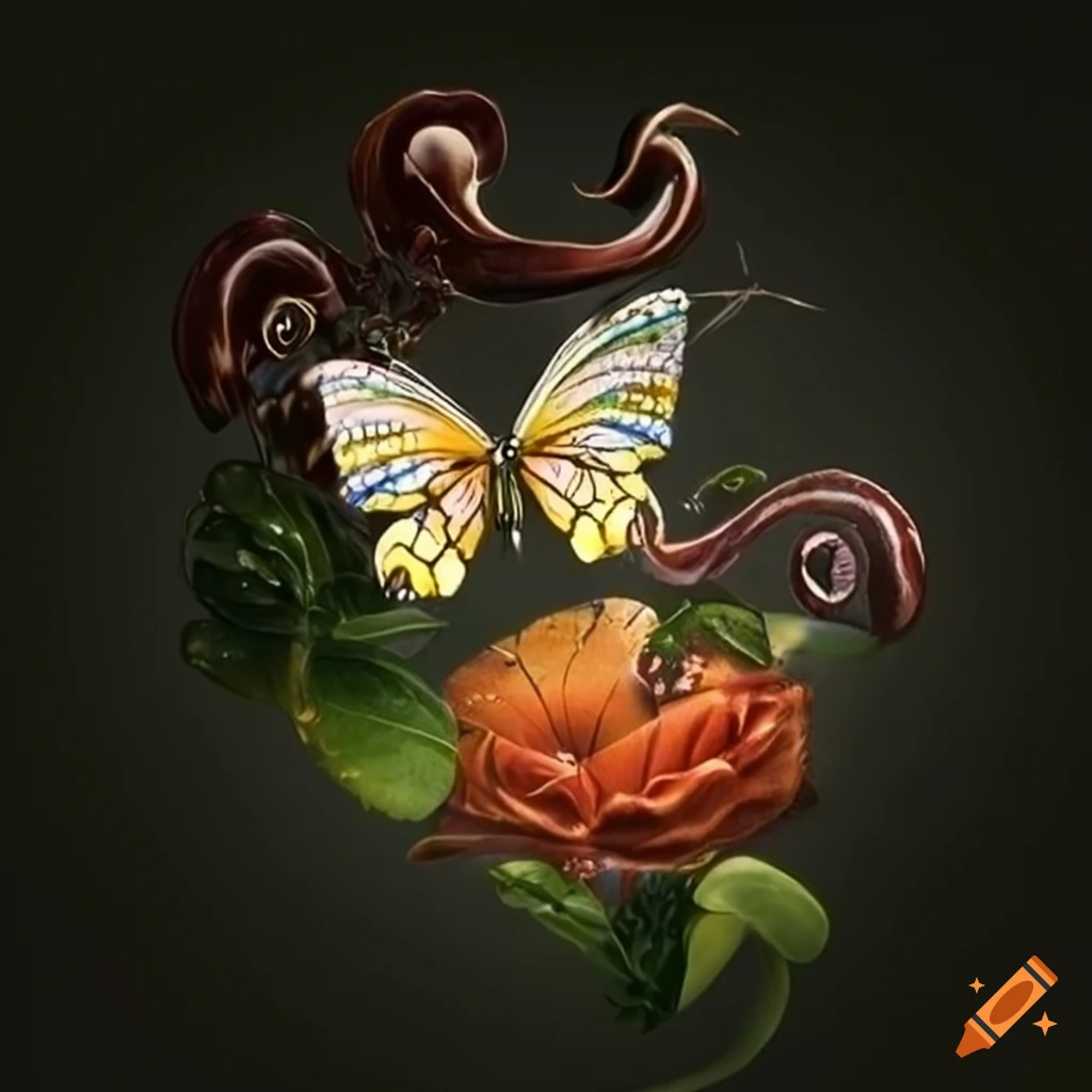 Realistic art of butterflies in a garden