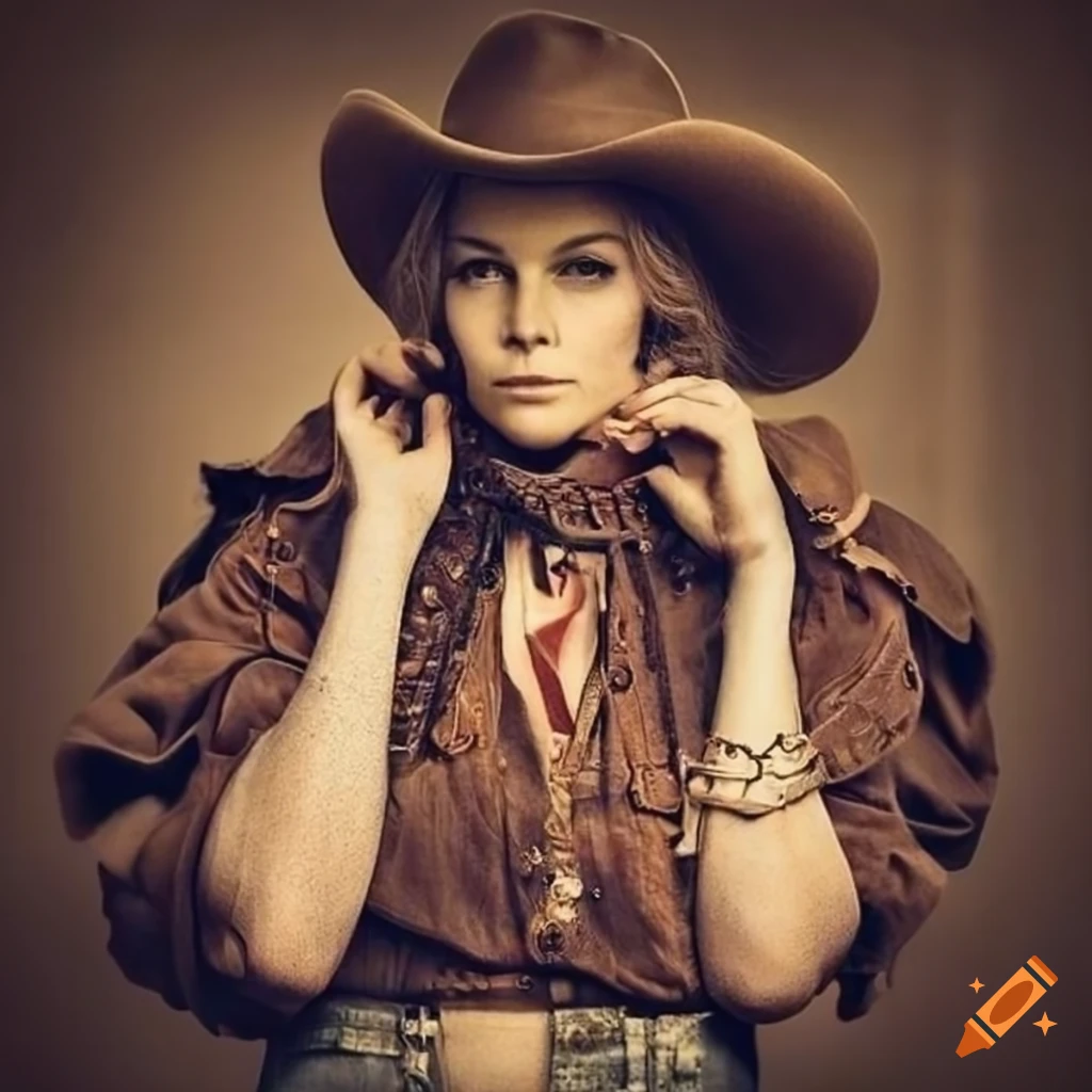 vintage portrait of a rugged cowgirl
