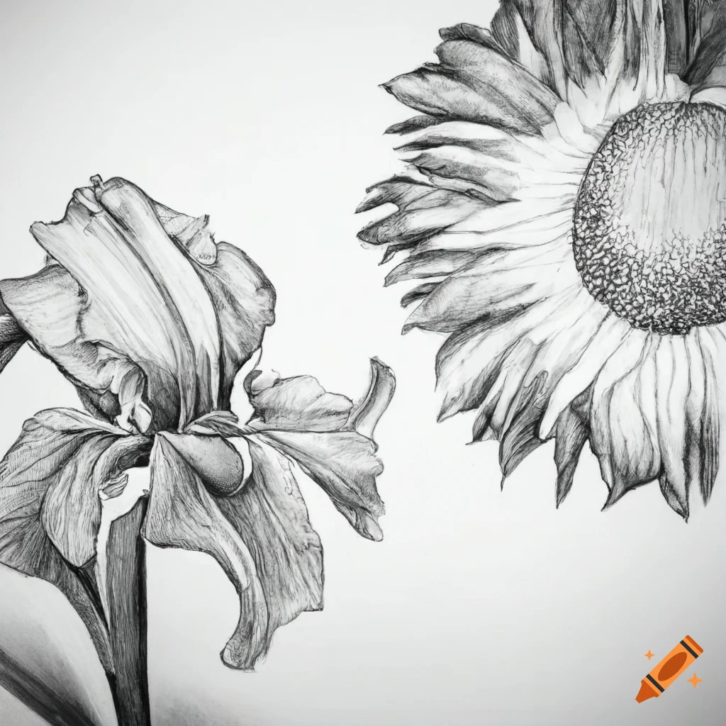 Sunflower Sketch Pencil Drawing
