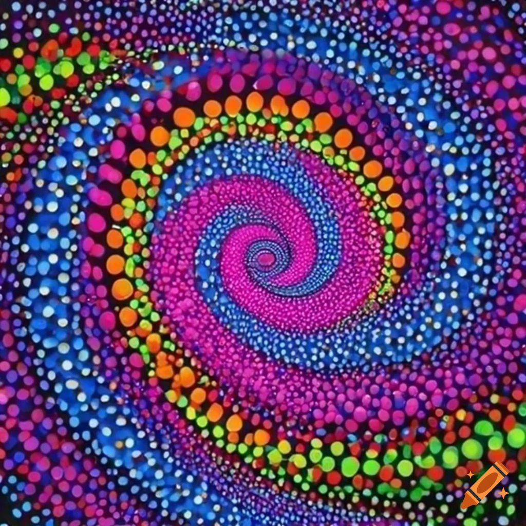 Rainbow Spiral Dot Mandala Pattern 