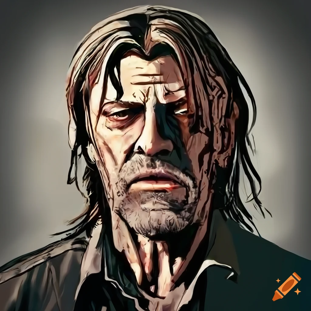 Digital art of sean bean as a character from the walking dead