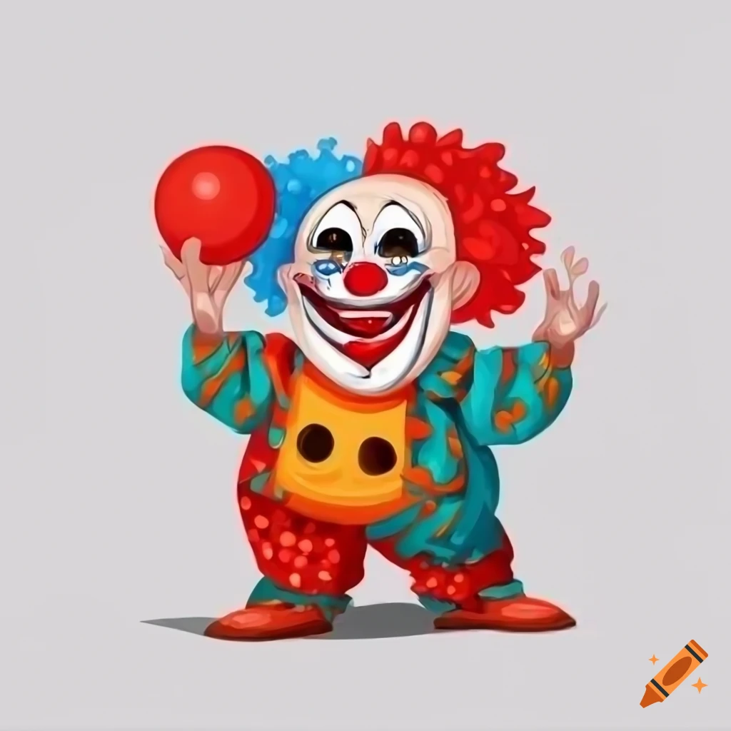 cartoon halloween clown with a red balloon