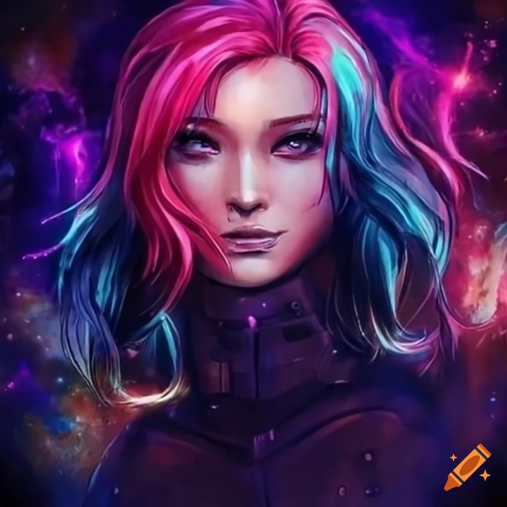 Sci Fi Female Armoured Guardian Anime Style With Symmetrical Face On 