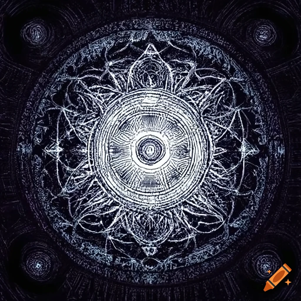 minimalistic illustration of 7 rays and sacred geometry