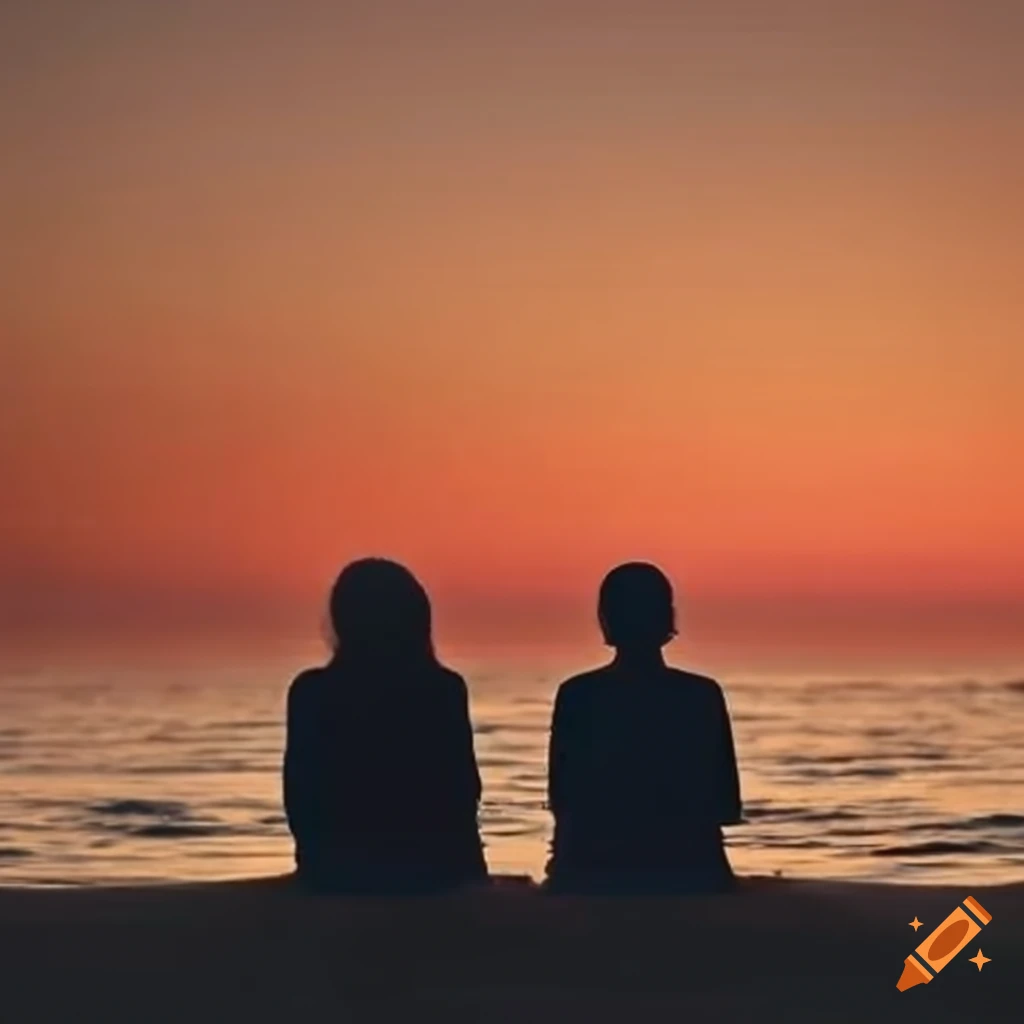 sunset with two people sitting