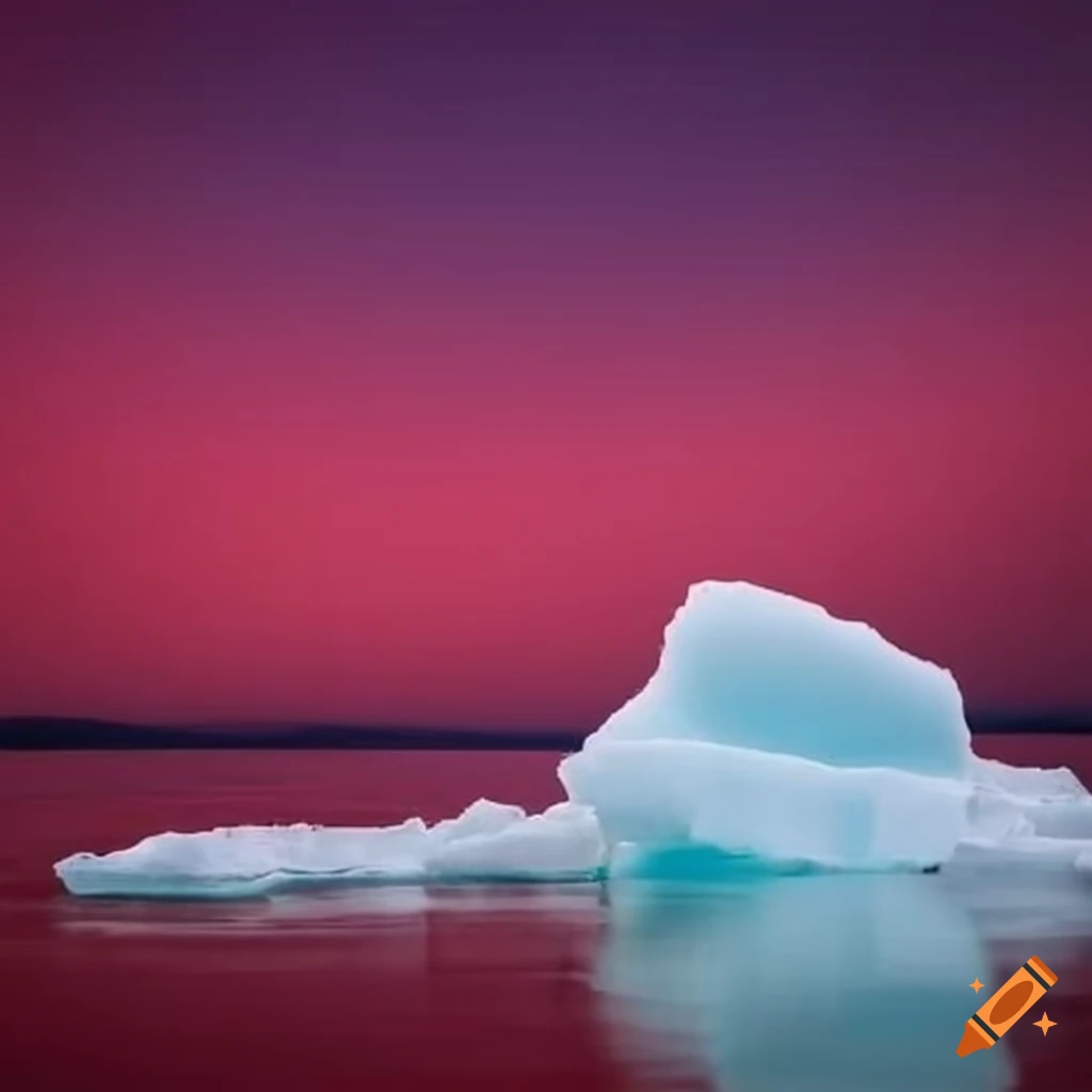 red ocean covered in white ice