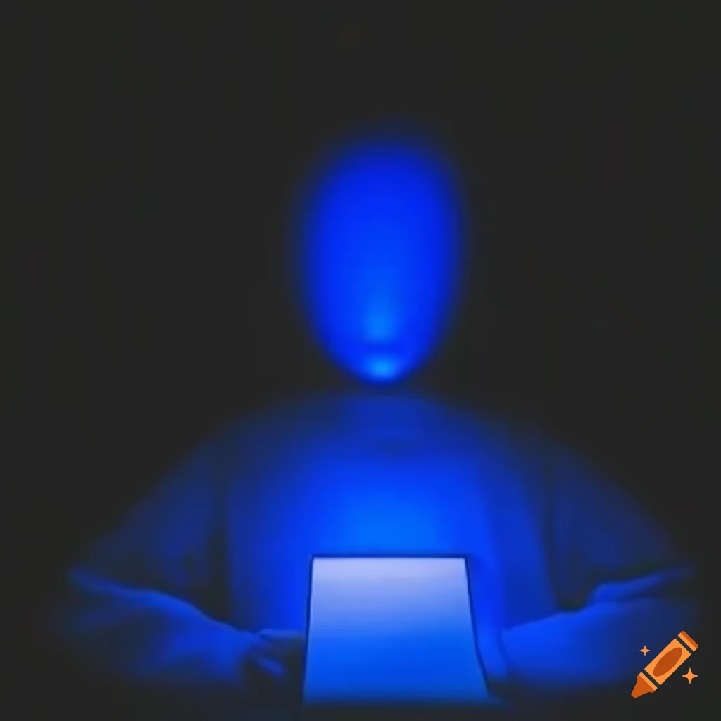 Conceptual image of a figure in front of a computer screen on Craiyon