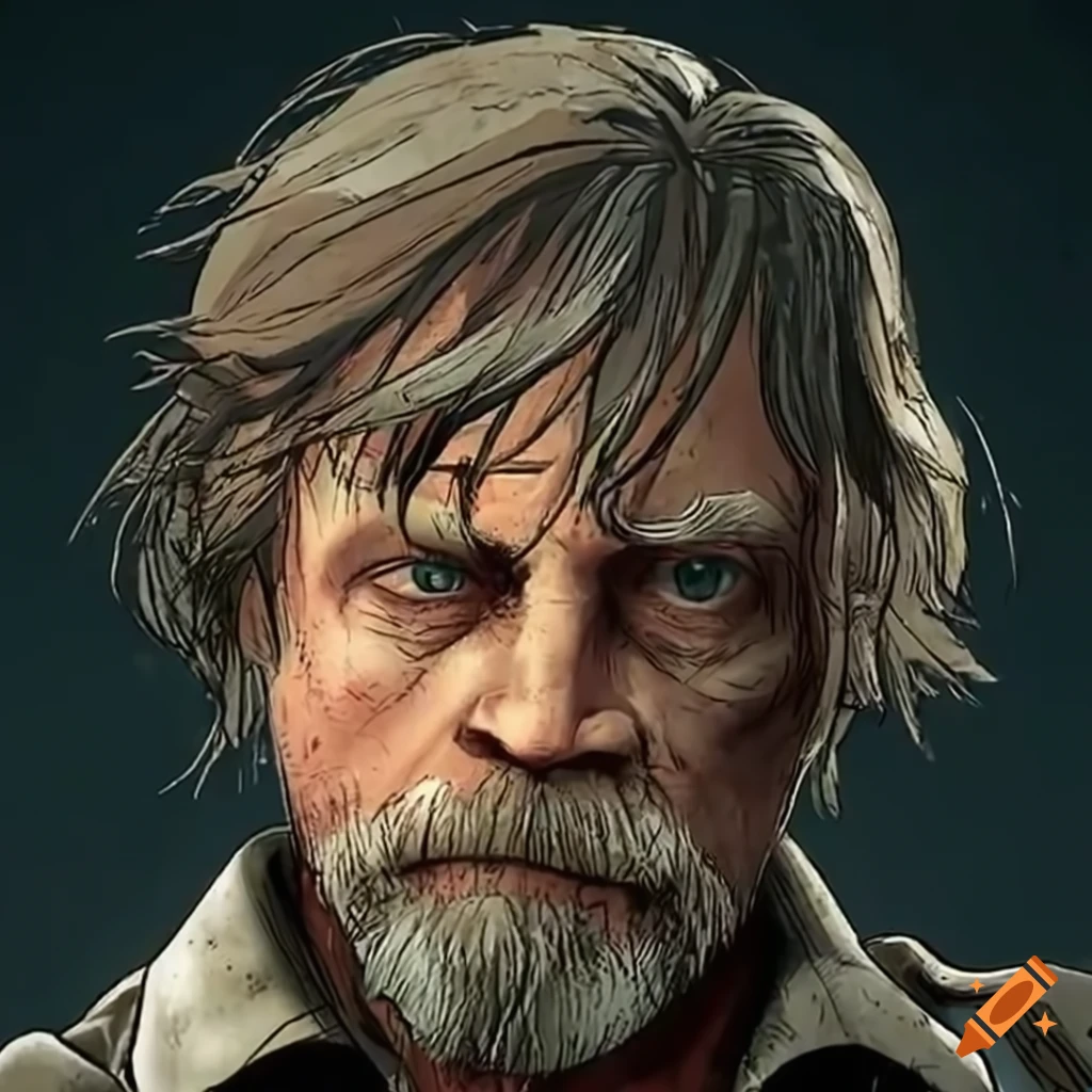 Mark hamill as survivor in the walking dead video game on Craiyon