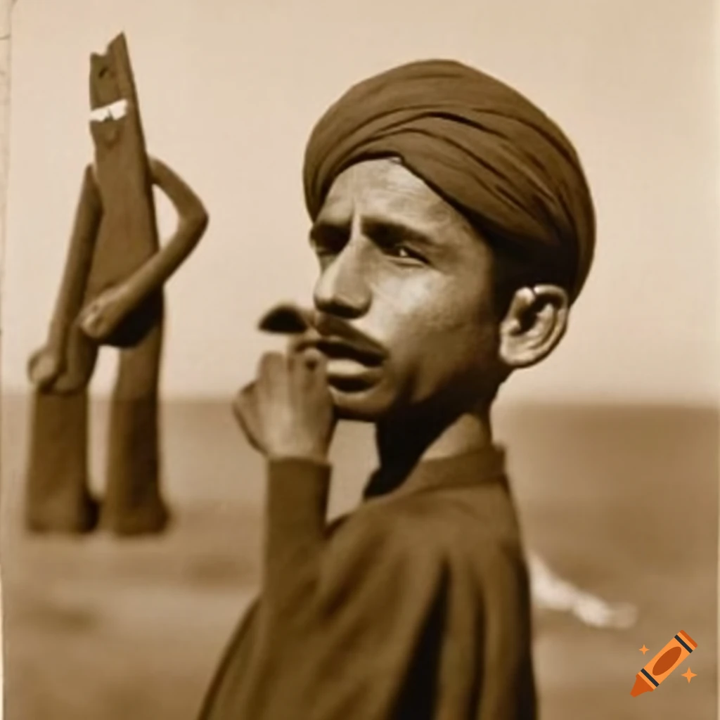 sepia photo of Gumby character in Kandahar, Afghanistan 1923