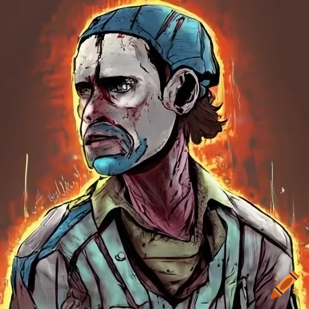 digital art of a baseball player in the style of The Walking Dead