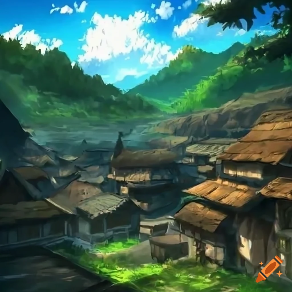 Anime digital art of an anime girl in a village, | Stable Diffusion