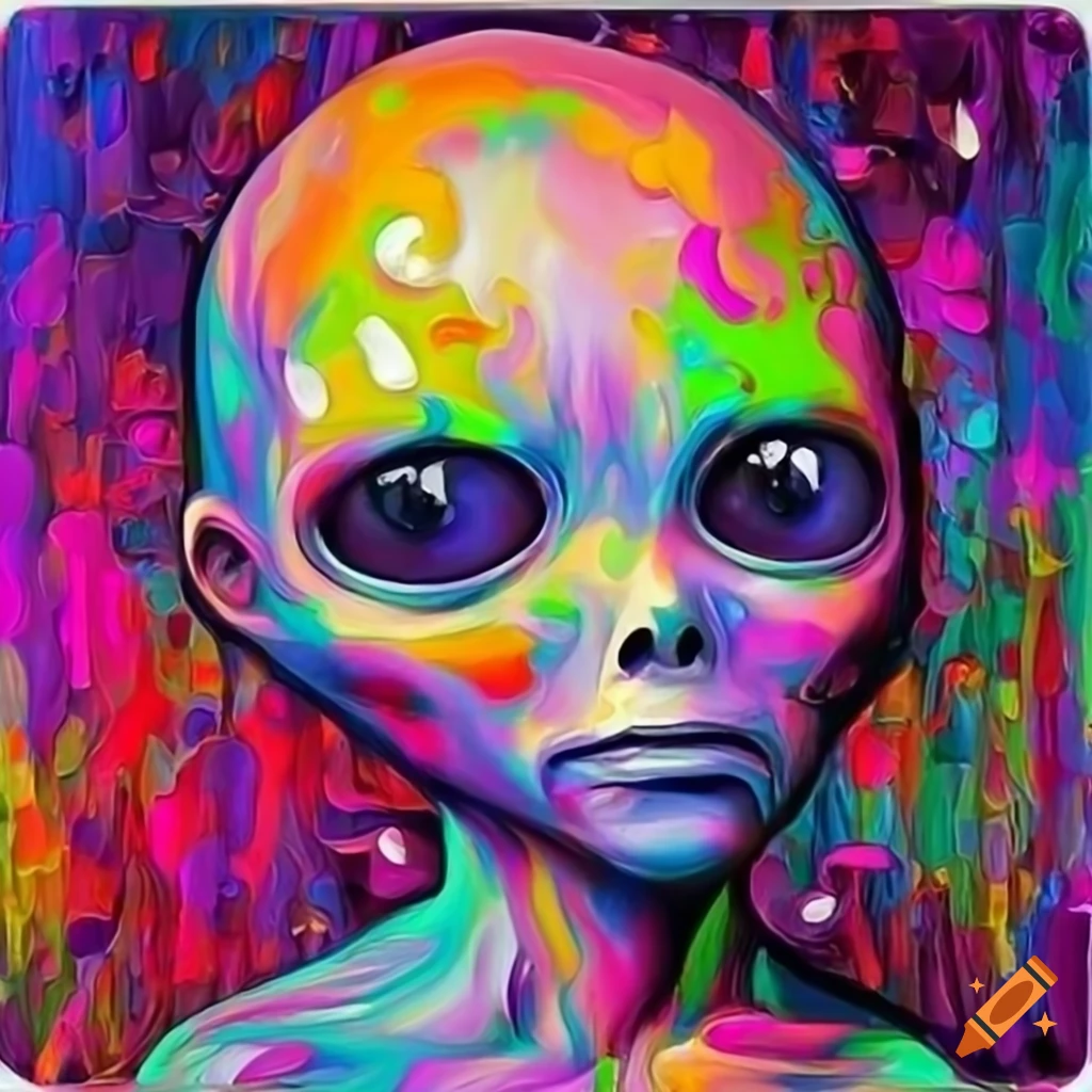 colorful oil painting of an alien creature