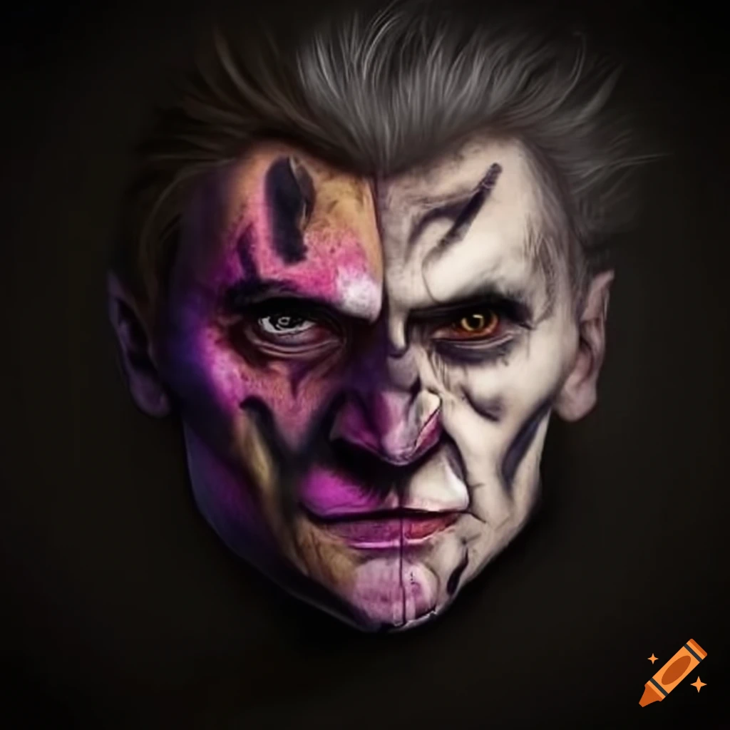 portrait of a man with two different faces