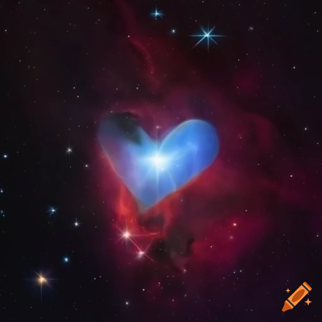 glass heart in a nebula surrounded by stars