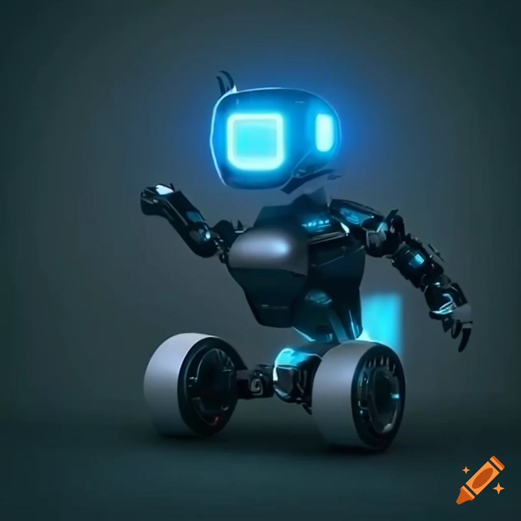 futuristic cute robot with wheels