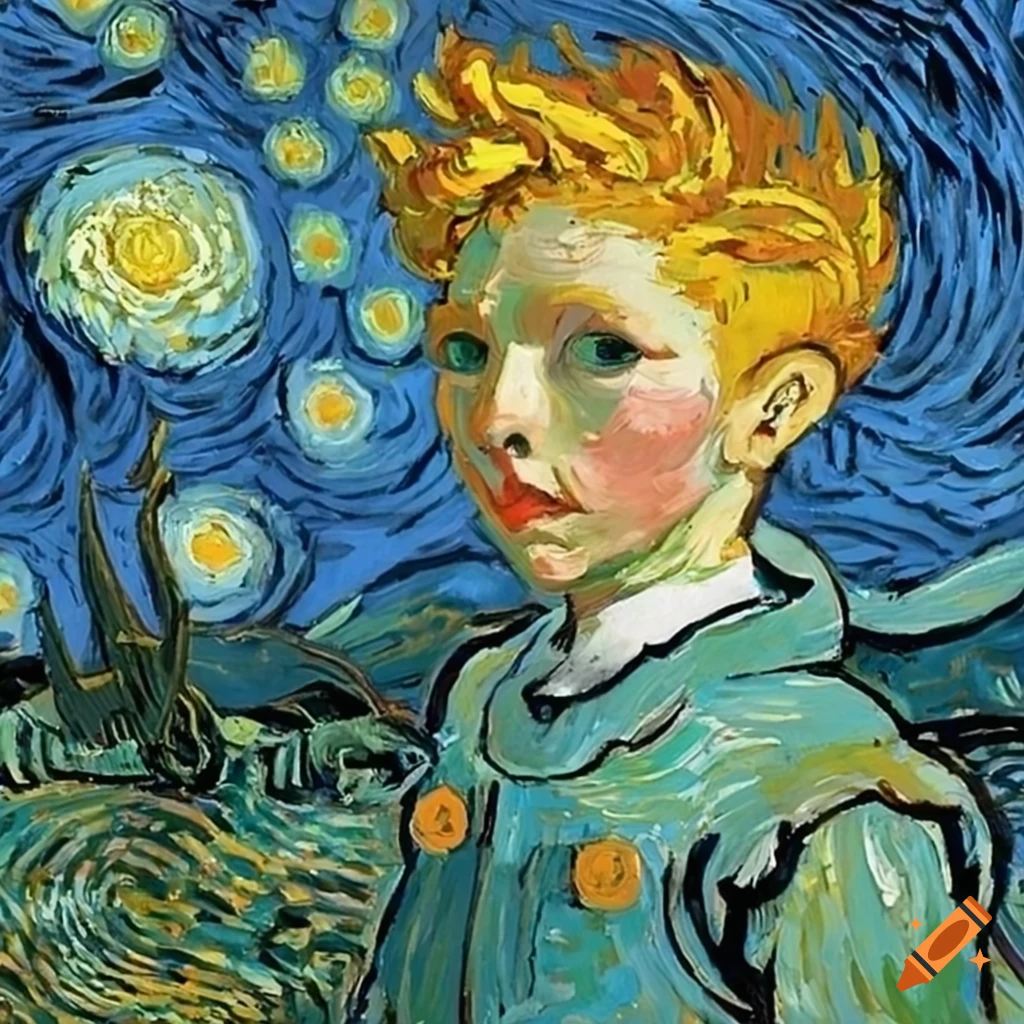 Painting inspired by van gogh of the little prince on Craiyon
