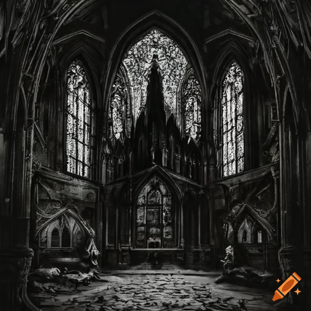 Album art with dark trap beat in a gothic chapel on Craiyon