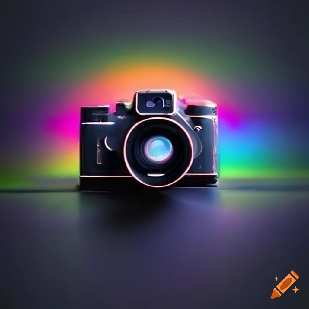 Colorful camera with a rainbow design on Craiyon