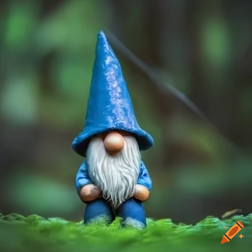 Thun Mushroom Sitting Gnome - Lucky Charm - Blue