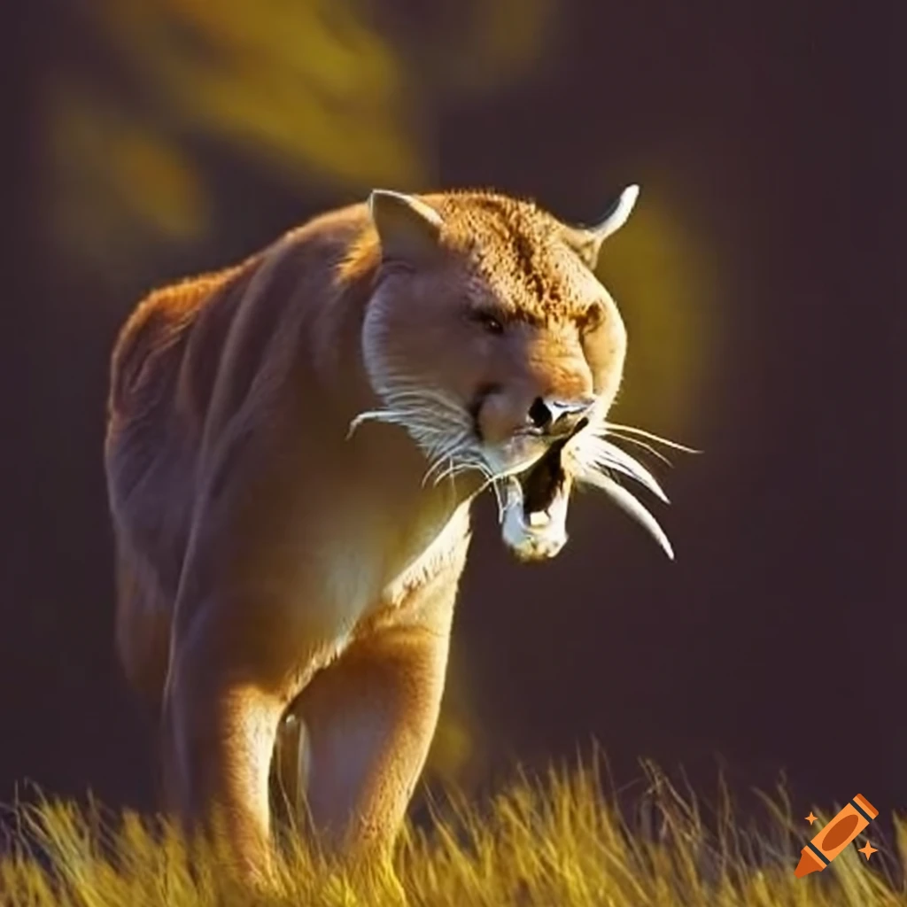Artist's rendition of a smilodon on Craiyon