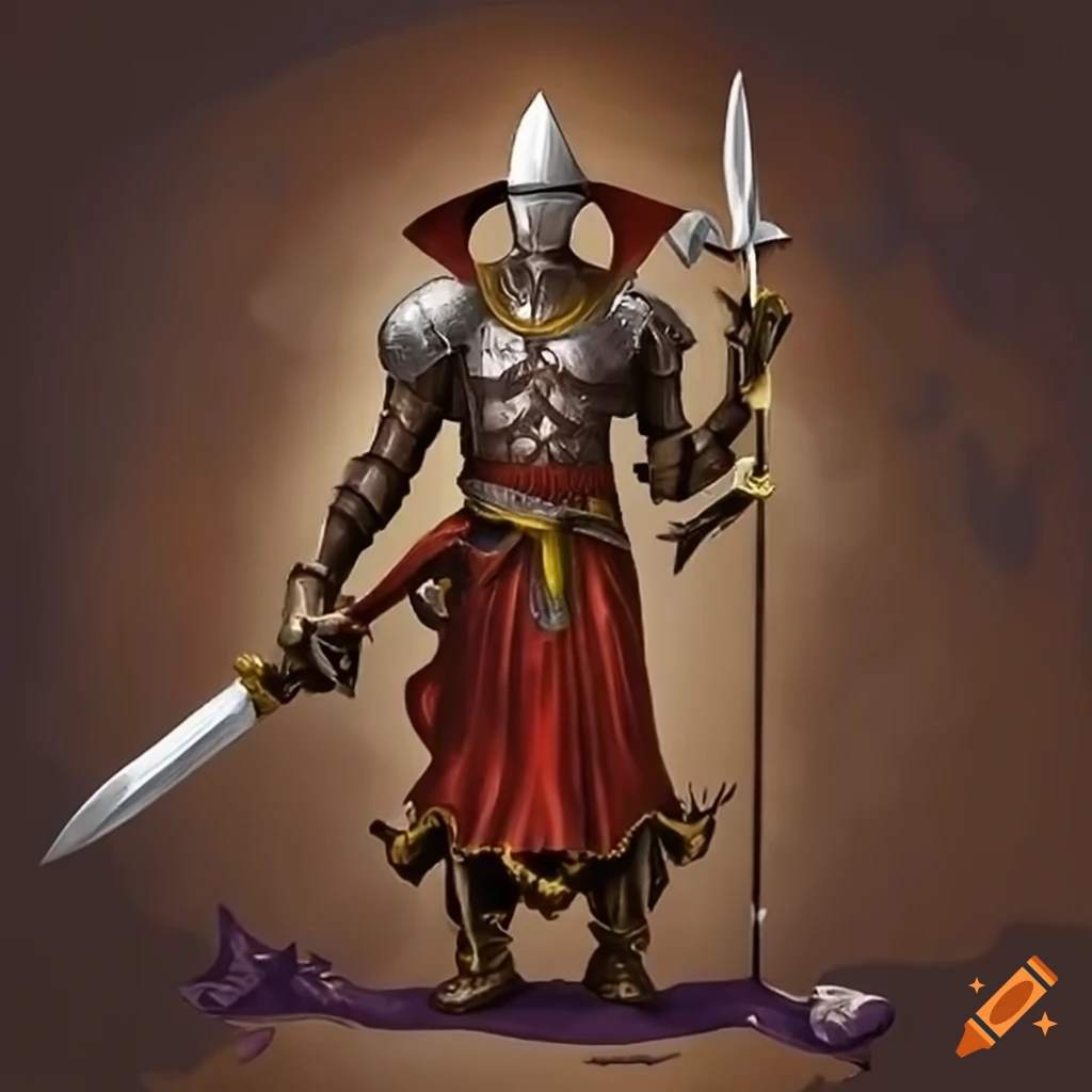 brown-armored knight with sword