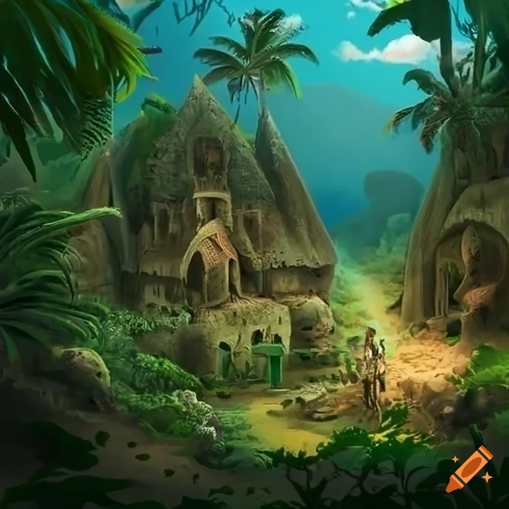 Fantasy jungle village on Craiyon