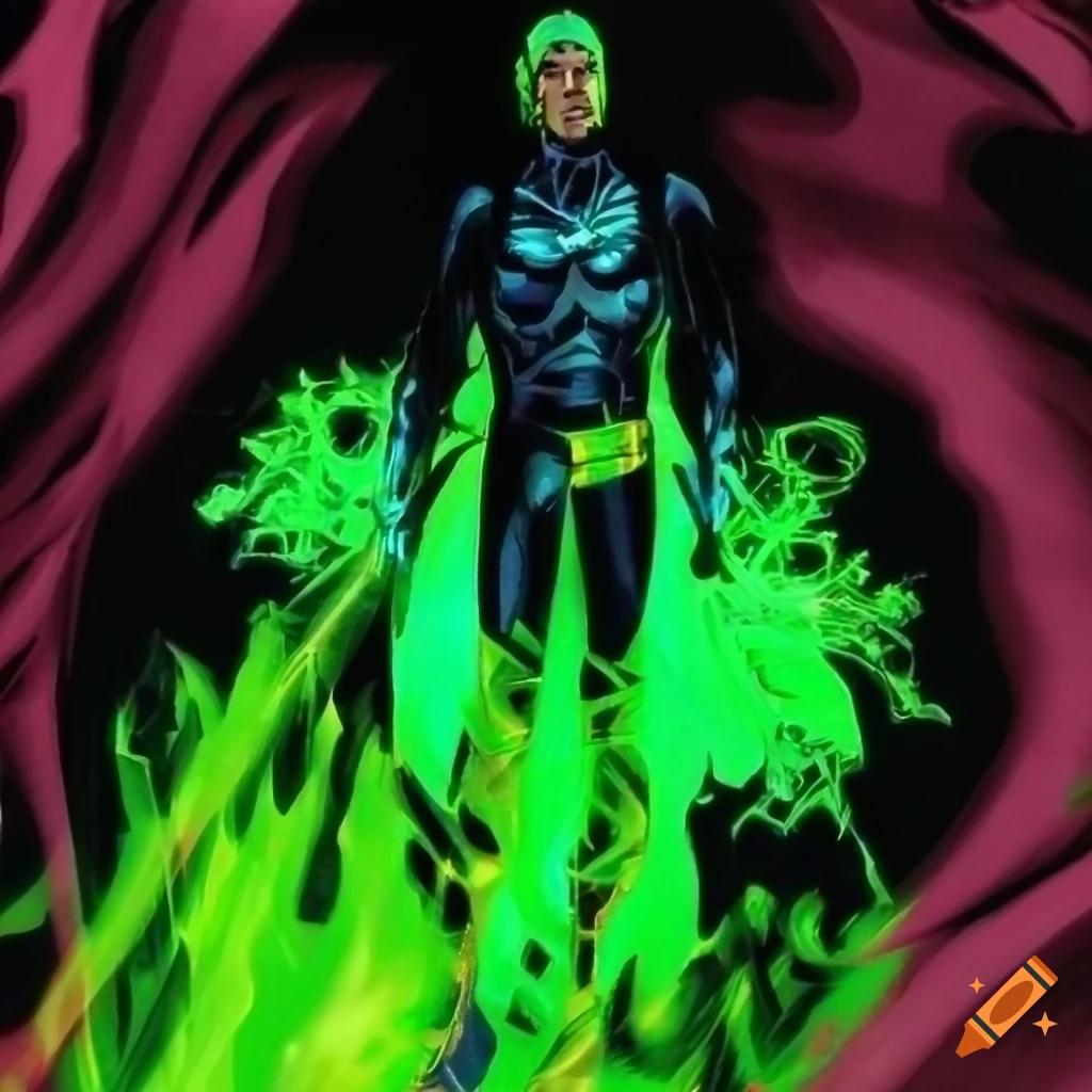 neon comic book villain with glowing veins