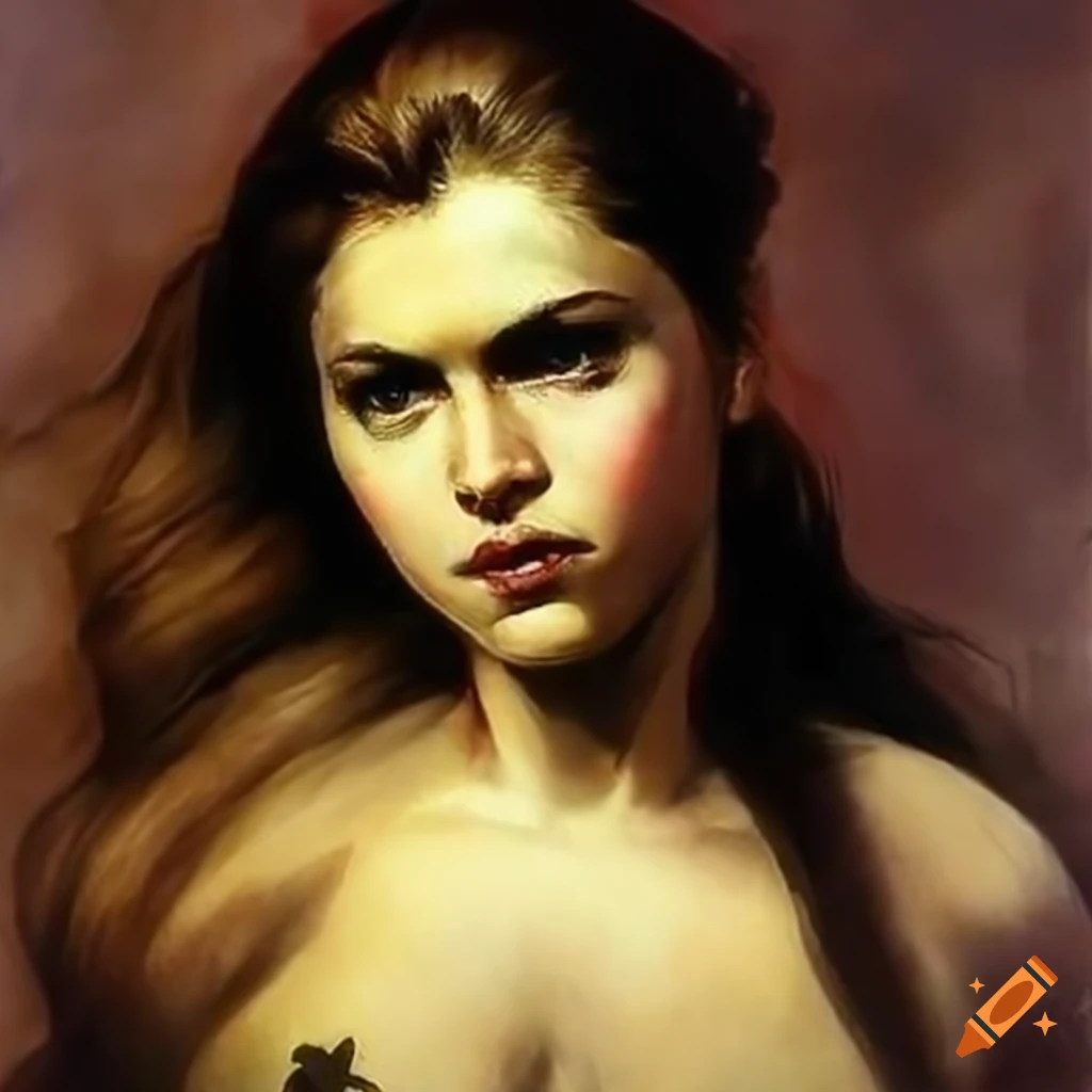figure study of a young fantasy girl by Frazetta