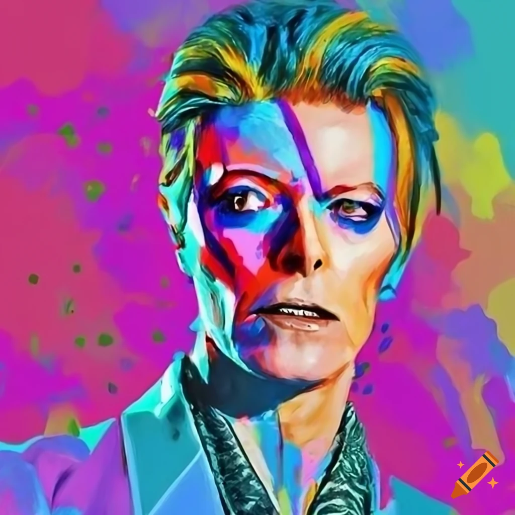 Vibrant artwork of david bowie in 1980s style on Craiyon
