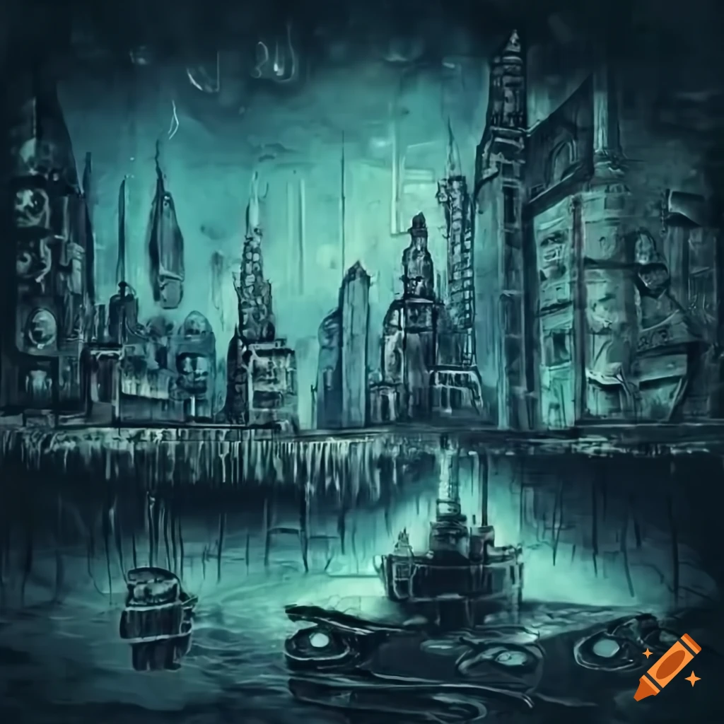 Fantasy artwork of a flying steampunk city