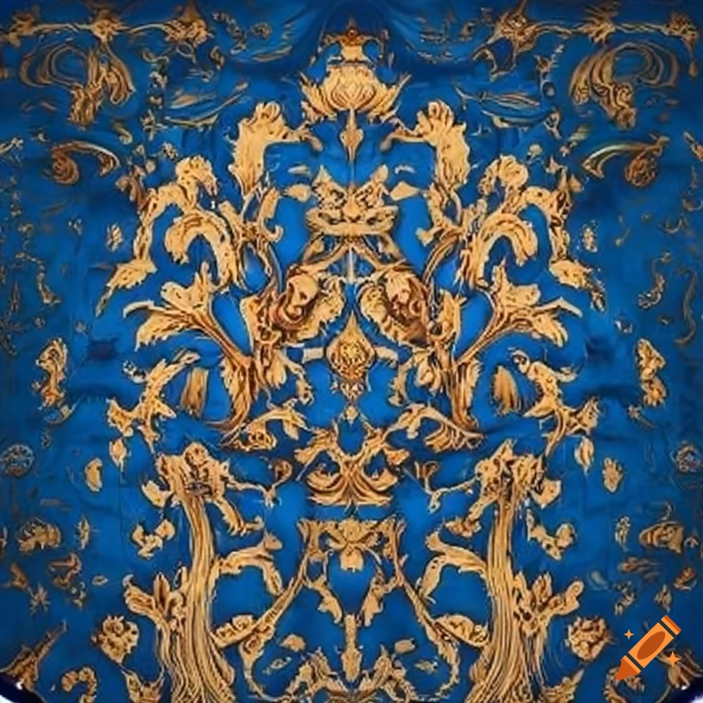 blue and gold oriental pattern