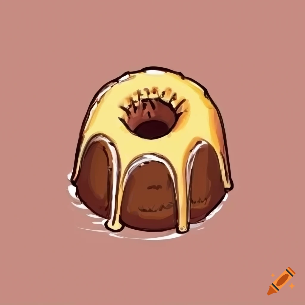 Sketch of a yellowglazed bundt cake on Craiyon