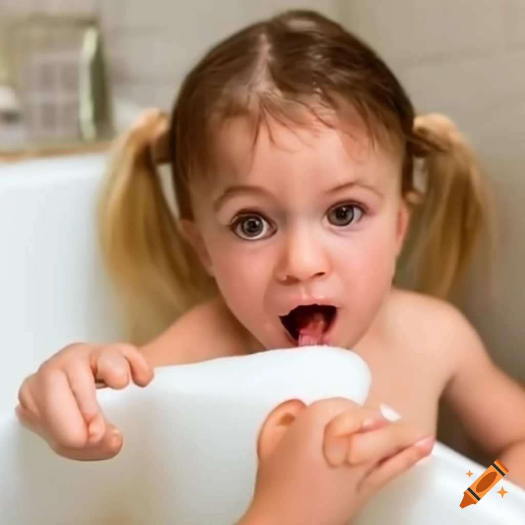 surprised toddler girl eating a white popsicle