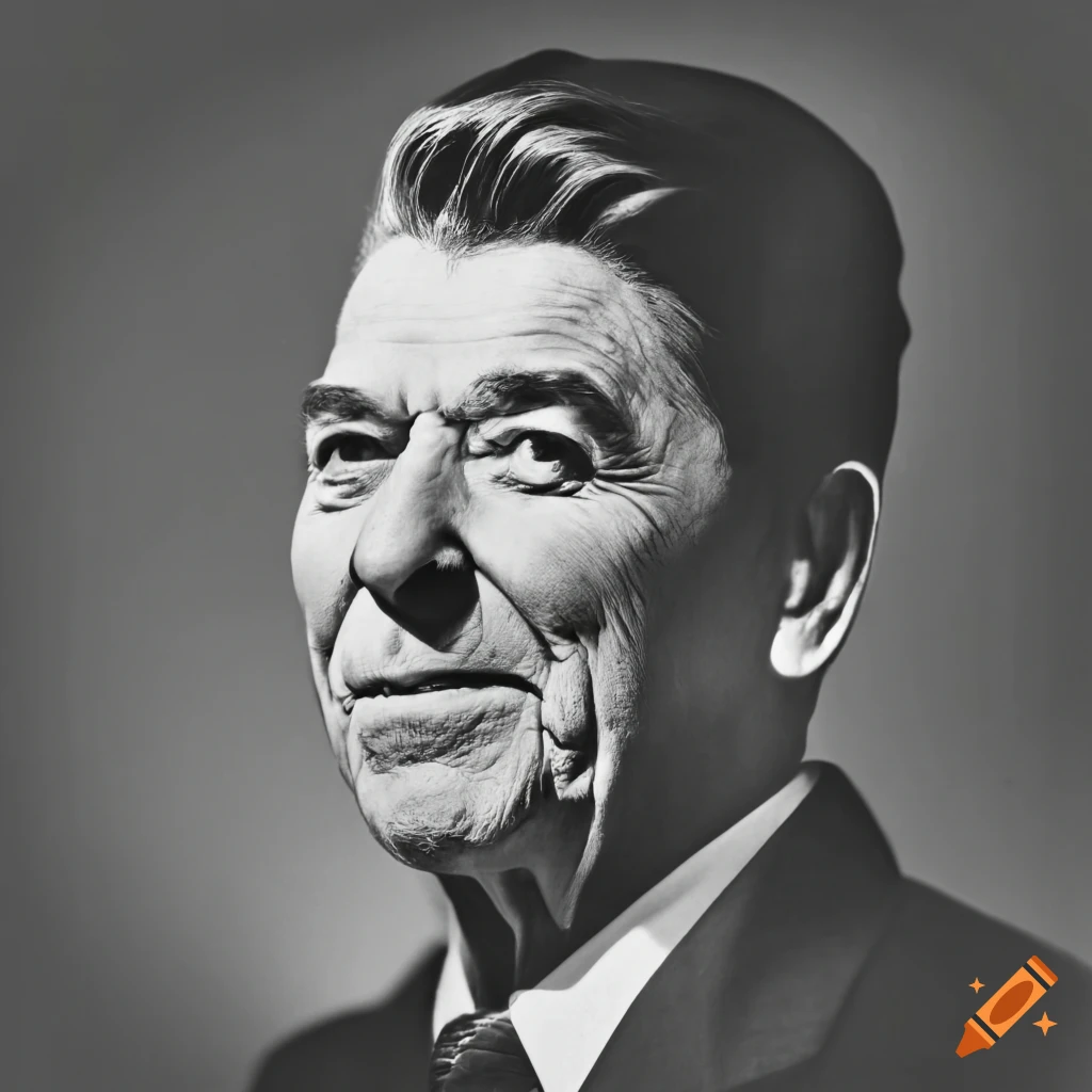Black And White Portrait Of Ronald Reagan