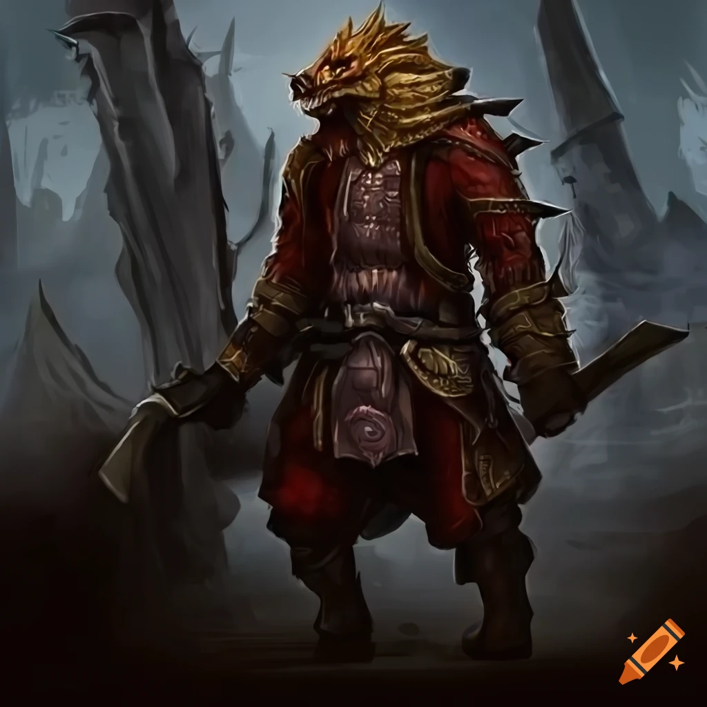 Illustration of a pirate dragonborn on Craiyon