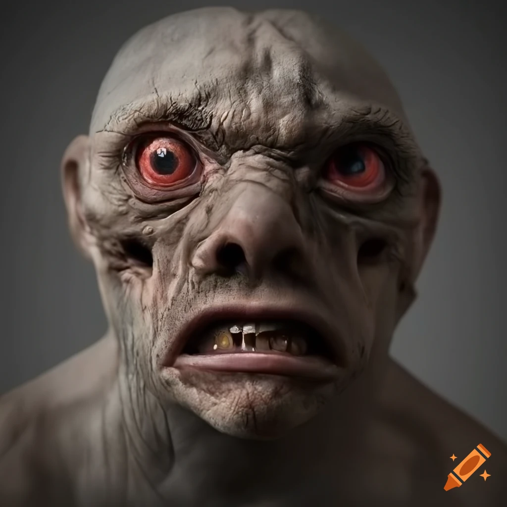 illustration of a monstrous head with multiple eyes and mouths