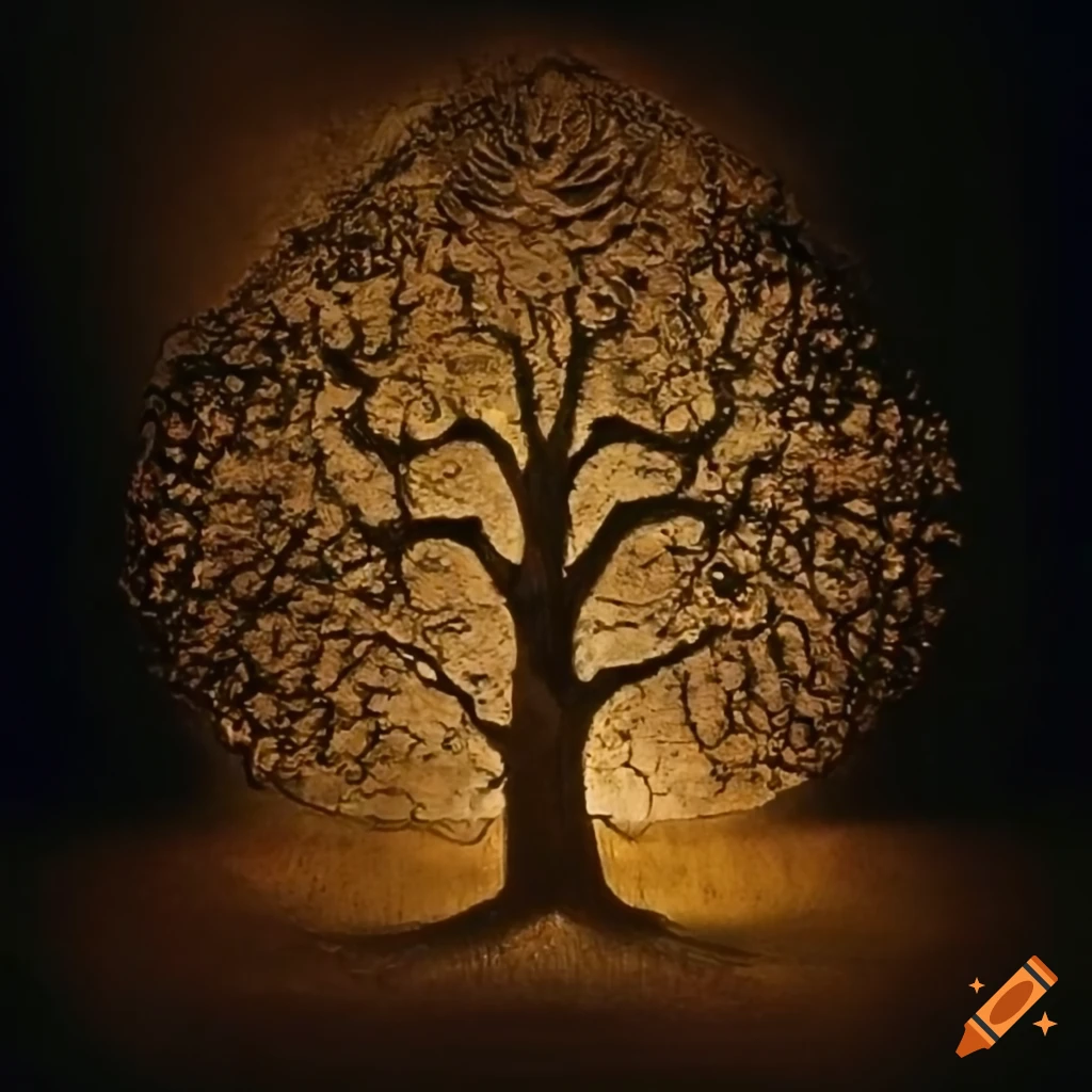 Symbolic representation of an oak tree in a crown on Craiyon